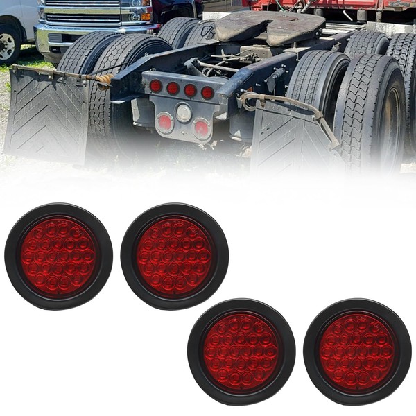 LEAVAN 4 Inch Round Led Trailer Tail Lights Red 24