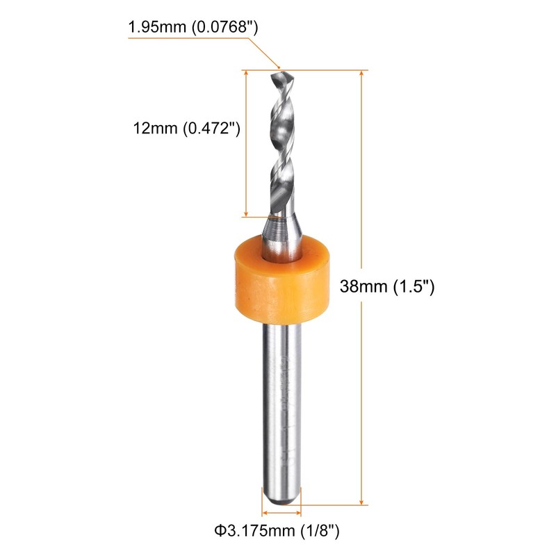 QUARKZMAN 20 Stück Micro-PCB-Bohrer 1,95 mm / 0,0768" Wolframstahlkarbid-Twist-Mini-Bohrwerkzeug mit