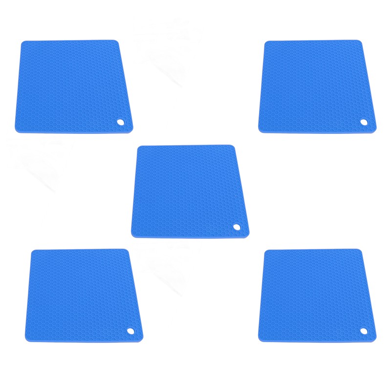 5pcs Silicone Pot Holders Mat Heat Resistant Anti Slip Square