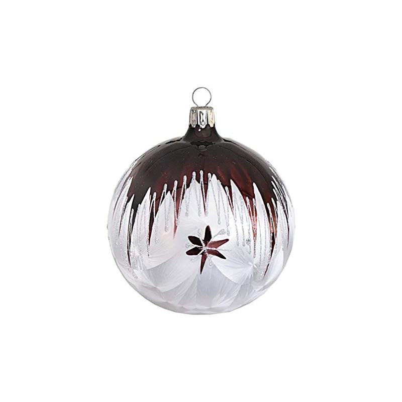 Christmas tree Baubles 6cm bordeaux/white from Jingle Bells Lauscha