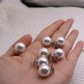 15 Sets Pearl Brooch Buttons, Removable Reusable Buttons, No Sew Cover Up Pearl Buttons for Clothing Coats Shirts DIY Crafts (10mm, White) YIGUANXIN