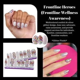 Color Street Frontline Heroes Nail Polish Strips Set Silver Glitter Confetti NEW