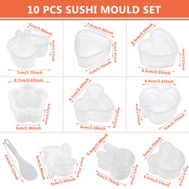 Prebarfun 10 PCS Onigiri Mould, Sushi Making Kit, Rice Ball Maker, Triangle Sushi Mold for Kitchen DIY Cooking