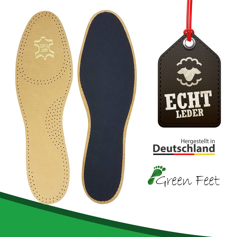 2 Pairs of Genuine Leather Insoles Basic Insoles Brown for