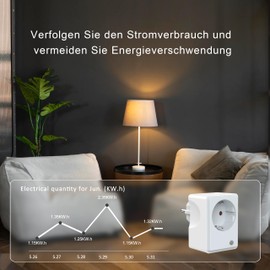 UCOMEN 16A Stromzähler Steckdose Wlan, Smarte Steckdose mit den Stromverbrauch,Fernsteuerung und Sprachsteuerung, Funktionieren mit Alexa, Google Home，Grau und weiß,Smart Life APP,2 pack