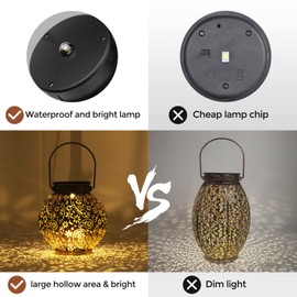 Solar Lantern for Outdoors, Pack of 2 Solar Lamps Balcony Decoration, Outdoor IP65 Waterproof Garden Decoration for Outdoor, LED Vintage Lantern Hanging for Porch, Garden Decorations, Patio, Lawn,