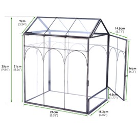 HighFree Geometric Plant Terrarium with Lid, House Succulent Terrarium Kit for Succulents Cacti Snail, Home Tabletop Miniature Terrarium (Black with Side Door)