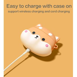 Compatible with Beats Studio Buds Case, 3D Cute Cartoons Anime Full Body Protective Cover with Keychain, PVC Earphone Protective Case for Beats Studio Buds Charging Box Covers (Shiba Inu)