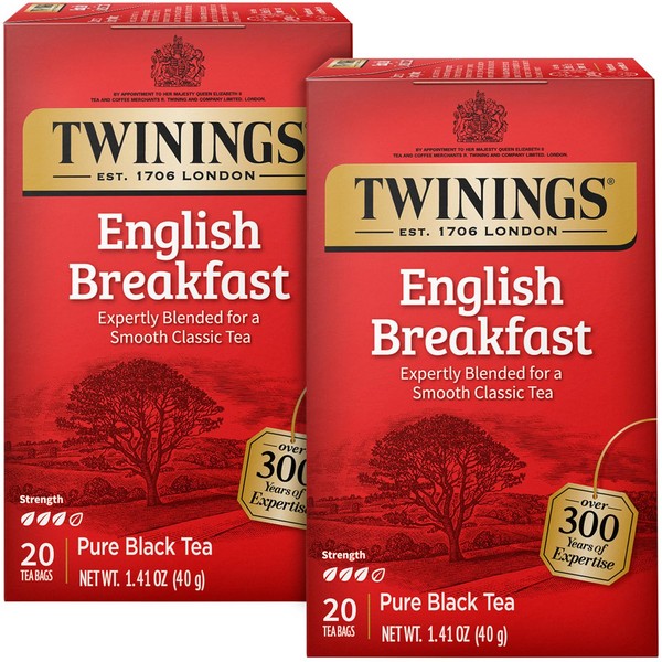 Twinings English Breakfast Tea 2-Pack – Caffeinated Black Tea Blend,