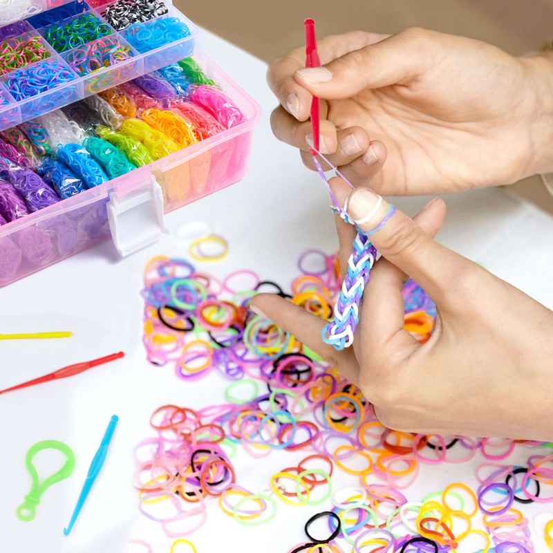 Inscraft 17500+ Rubber Loom Bands with 3 Layer Pink Container,