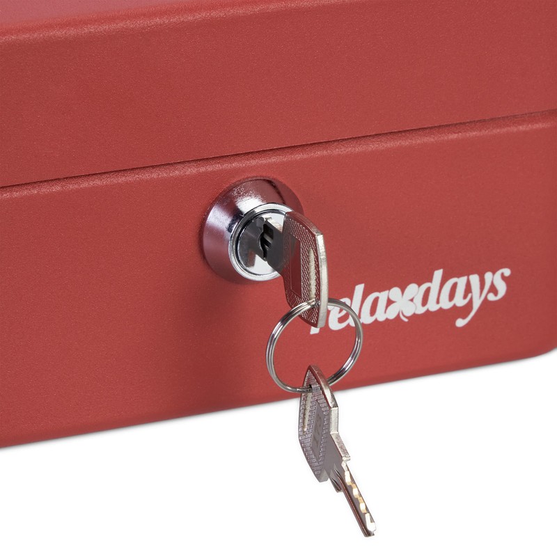 Relaxdays Cash Box with Coin Counter Board, Lockable, Steel, Portable,
