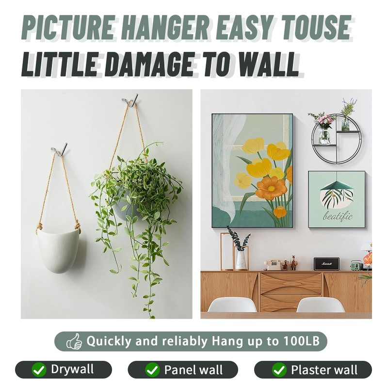 Super Hooks Picture Hanger,Gorilla Hooks - Hang Art, Clock, Shelves,