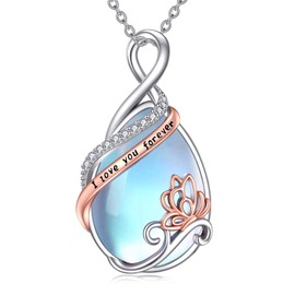 YAFEINI Butterfly Moonstone Necklace for Women 925 Sterling Silver Butterfly Pendant Necklace Moonstone Jewellery Gifts for Girls (Butterfly Necklace)