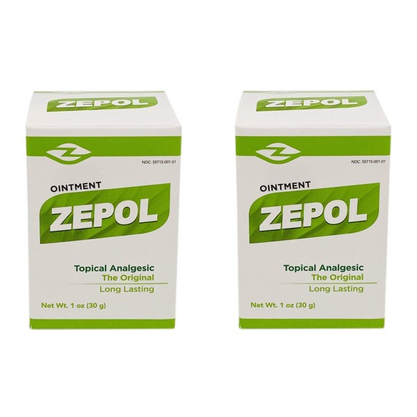 Zepol Original. Topical Ointment for Muscles, Joints, Backache, Sprains, and Strains. 1 oz. Pack of 2