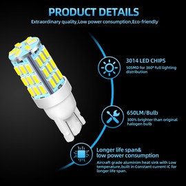 MAPBULB 921 194 168 175 T10 LED Bulbs Cool White 20-Packs, Super Bright 42-SMD LED Replacement 12 Volt RV Camper Trailer Boat Trunk Interior Dome Map License Lights, Backup Reverse Lights