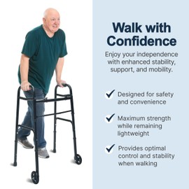 Lumex ColorSelect Walkers for Seniors, Rolling & Folding Adult Walker with Wheels, Plum