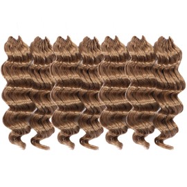 Light Brown Ocean Wave Crochet Hair Pre Looped 9 Inch Curly Crochet Hair Ocean Wave Medium Blonde 7 Packs Deep Wave Short Wavy Ocean Wave Crochet Braids Hair Extensions for Women Water Wave