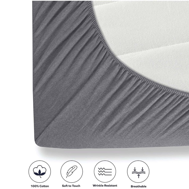 Oxford Homeware Grey Double Fitted Sheet – 30 Cm Extra