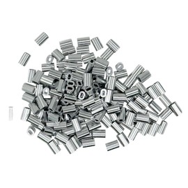 QZOOVNJ 3/64"(1.2mm) Aluminum Crimping Loop Sleeve, Wire Rope Stop Sleeve, Double Crimp Sleeve Cable Ferrule for Wire Rope and Cable 150PCS (3/64"(1.2MM))