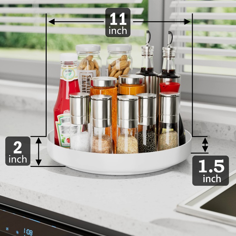 Ovicar Lazy Susan Cabinet Organizer - 11 inch Metal Turntable
