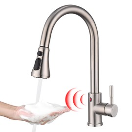 TUTEW Touchless Kitchen Faucet with Pull Down Sprayer, Brushed Nickel Motion Sensor Kitchen Sink Faucet Single Hole, Spot Resist Stainless Steel Single Handle Commercial Modern Faucet