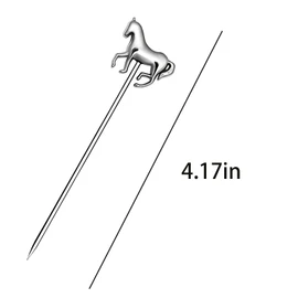 Natrspax 10 PCS Horse Cocktail Picks, Metal Cocktail Picks, Cocktail Skewers for Drinks, Martini Toothpicks for Appetizers Fruit (Silver)