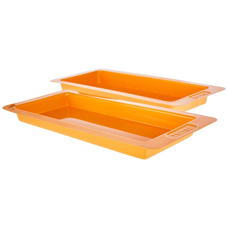 IBILI Set 2 MOLDES TURRON LISO+ROMBOS, Stainless Steel, orange, 23