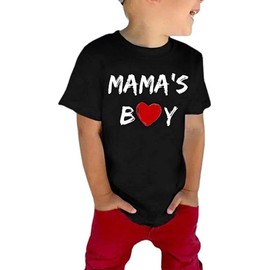 rrhss Toddler Mama's Boy Cotton Shirt Baby Valentines Day Tee Black