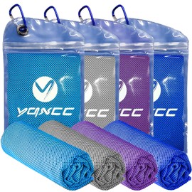 YQXCC 4 Pack Cooling Towels (40"x12") Cool Towel, Cold Towel, Microfiber Soft Breathable Chilly Ice Towel for Sport, Yoga, Golf, Gym, Camping, Running, Fitness, Workout & More Activities