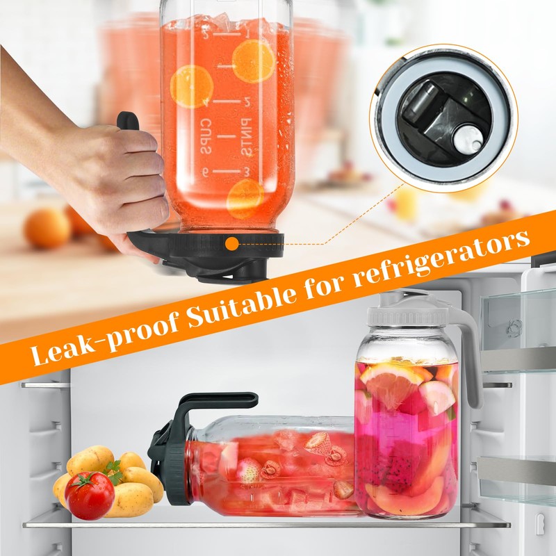 3 Pack Glass Pitchers with Lid, 64 oz Sun Tea