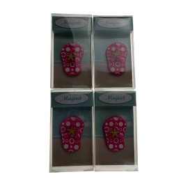 Fashioncraft Beach Sea Themed Pink Flip Flop Refrigerator Magnets Set 4 Gift