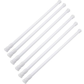Small Tension Rods 12 to 19.5 inch Adjustable Bars for Camper RV Refrigerator, Kitchen Windown, Cupboard Utensils, Closet, and Cabinet, White- 6 Pack