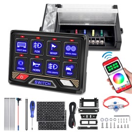 ZAMLIE RGB 8 Gang Switch Panel with APP Control Waterproof Aluminum Bluetooth Remote Switch Panel Universal Compatible with RV Car UTV Truck Trailer