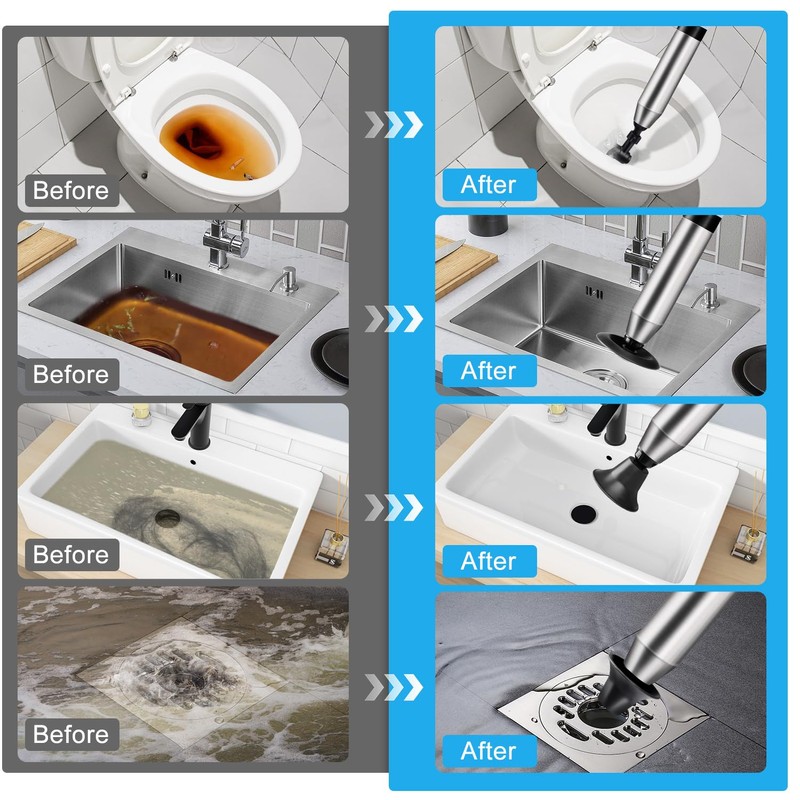 WOHPW Toilet Plunger, High Pressure Toilet Plunger Toilet Auger Air