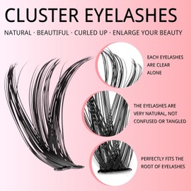 Cluster Lashes Lash Extension D Curl 100D 216Pcs Lash Clusters Individual Lashes Soft DIY Eyelash Extensions Mixed Tray Eyelash Clusters Easy Diy Lash Natural Look (100D-0.07D,8-16mm)