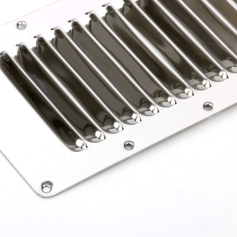 Amarine Made Stainless Steel Stamped Louvered Vent Rectangular Marine Vent