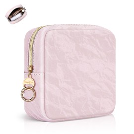 Cosmetic Bag Small Makeup Bag for Women Handbag Mini Cosmetic Bag PU Leather Marbling Portable Travel Cosmetic Accessories Organiser Multifunctional Purse Toiletry Bag for Women, Pink-New
