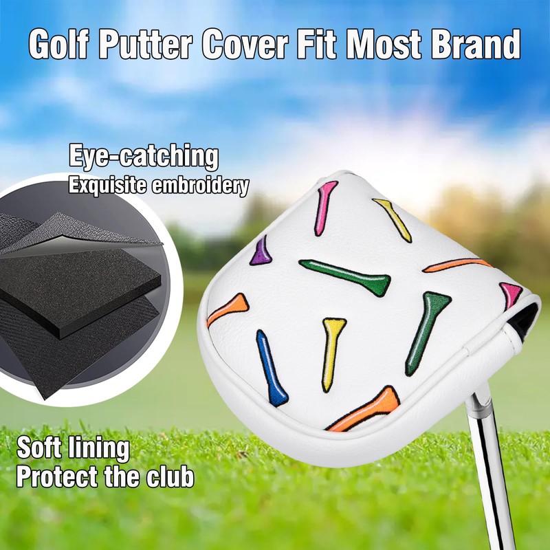 Golf Putter Cover DF3 Mallet Putter Headcover Colorful Tee Golf