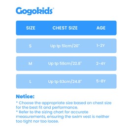 Gogokids Toddler Swim Vest, Kids Float Jacket with Dual Adjustable Strap, Child Swimming Pool Vest for 2-8 Years Swimming Learning