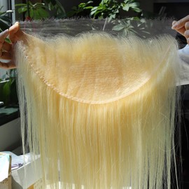 BEEOS 13x6 Skinlike Real HD Lace Frontal Only, 613 Blonde Straight Human Hair Closure Pre Plucked Hairline 0.10mm Ultra-thin Invisible Swiss Lace 20 Inch