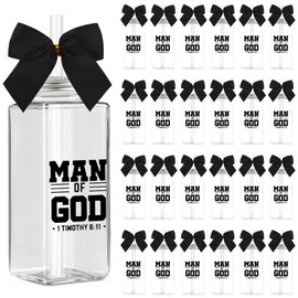 Skylety 24 Pcs Father Day Christian Gift Bulk for Church Man of God Gifts Cups Bulk Man of God Coffee Cups with Straw Lid Bow 13.5 oz Reusable Cup for Church Spiritual Party Favors