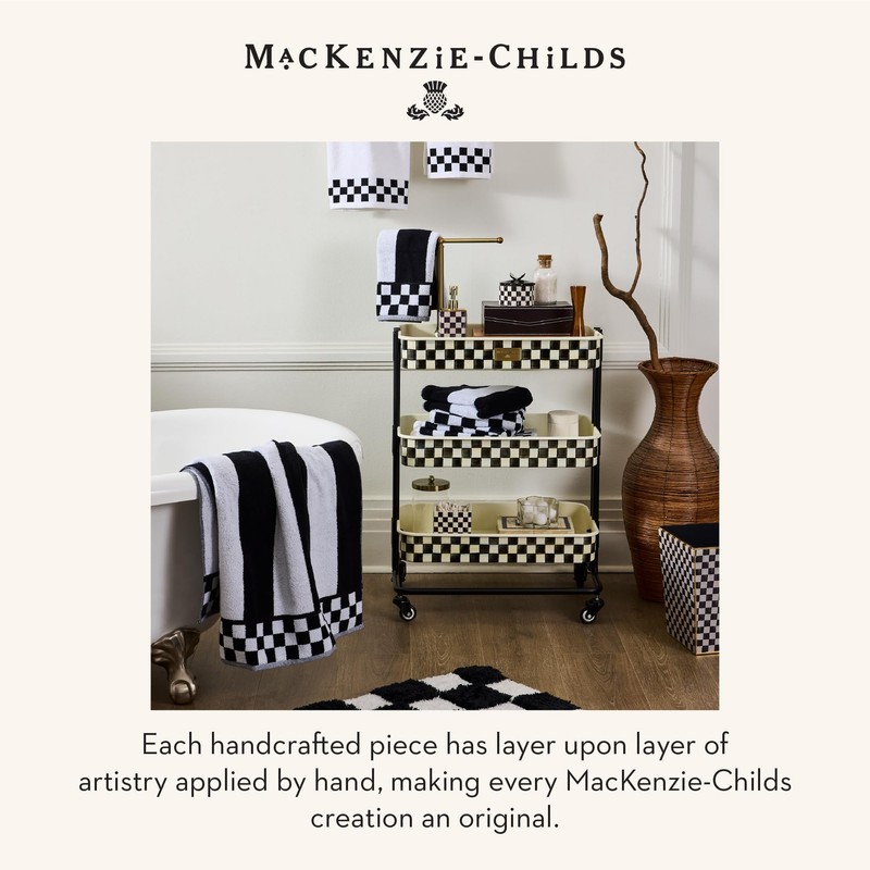MACKENZIE-CHILDS Glass Tissue-Box Cover, Boutique Bathroom Decor, Black-and-White Courtly Check