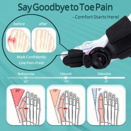 Bunion Corrector Big Toe Straightener for Women & Men, Orthopedic Bunions Correction with Non Slip Separators Adjustable Hallux Valgus Corrector Suitable for Left/Right Feet, 1PCS (Black)