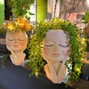 Solar-Face Flower Pot Head Planter Pots - LED String Lights