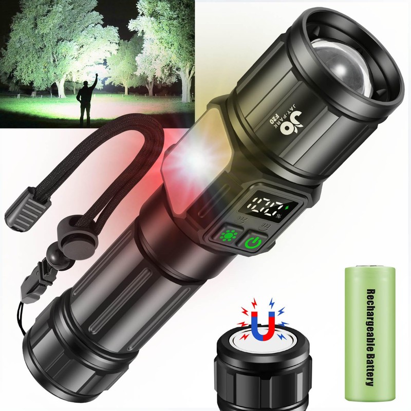 JAY-PARK Flashlights High Lumens, Rechargeable Flashlight 10000 Lumens with Magnetic,