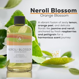 Aroma Country Neroli Blossom Diffuser Oil - Luxury Essential Oils for Diffuser Refill & Air Freshener Room Spray - Long-Lasting & Natural Home Fragrance, Neroli Scented Oil (8.5 Fl. oz)
