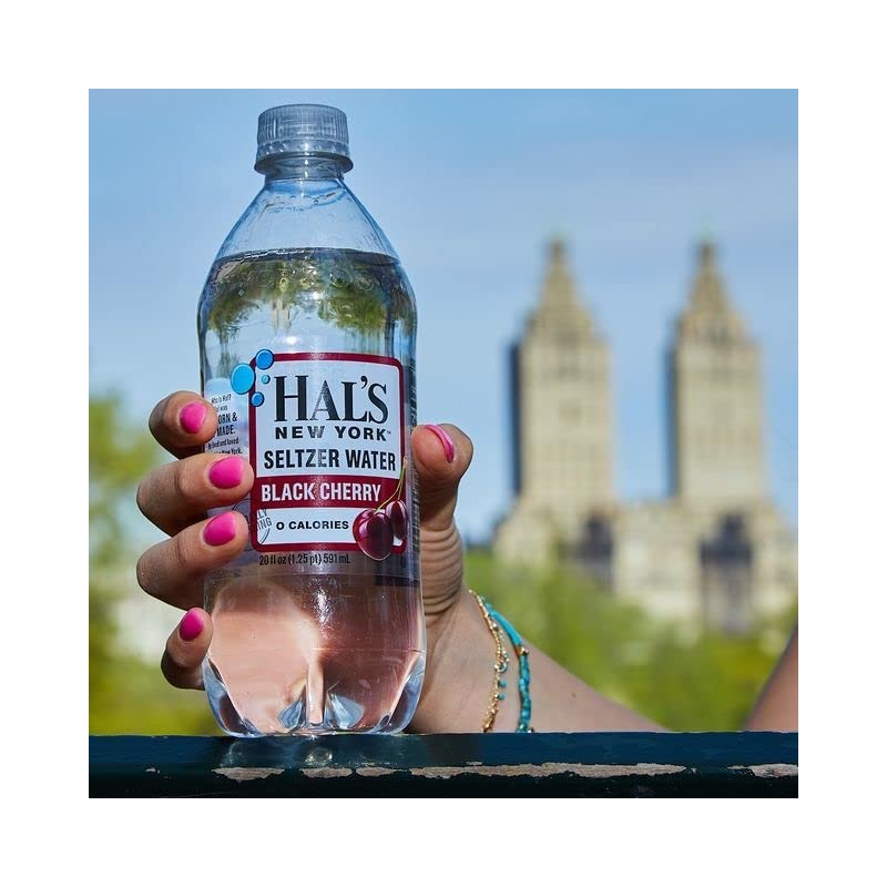 Hal's New York Seltzer Water, Black Cherry Sparkling Water, 20