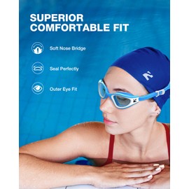 ZIONOR G1 Lite Swim Goggles with Swim Cap Comfortable Anti-fog Swimming Goggles Set for Adult Men Women