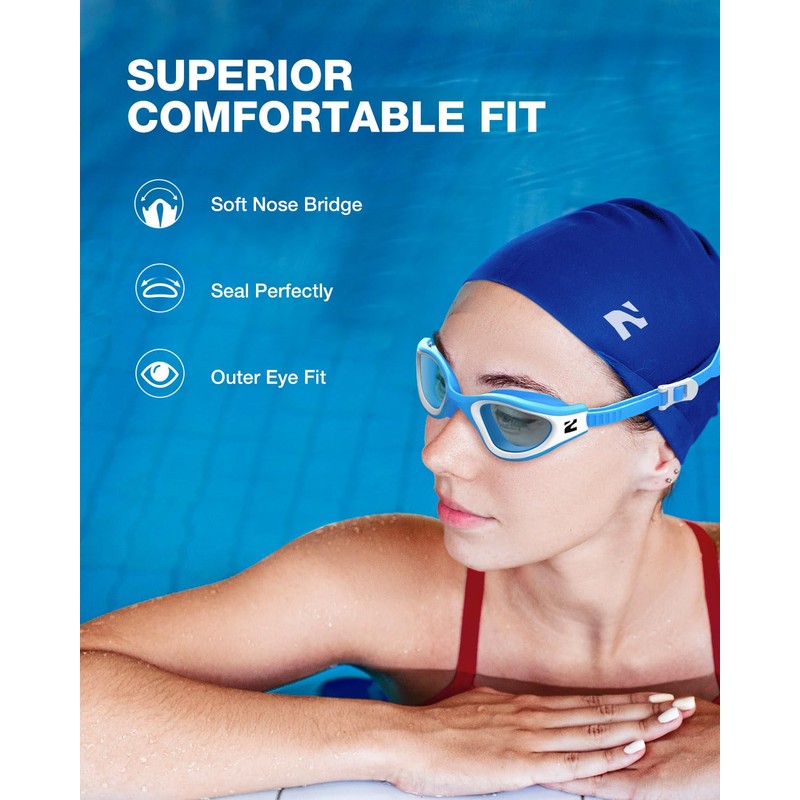 ZIONOR G1 Lite Swim Goggles with Swim Cap Comfortable Anti-fog