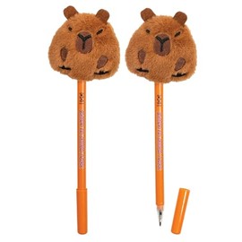 Raymond Geddes Capybara Plush Pens - Pack of 12 - Adorable Soft Capybara-Topped Pens with Black Ink